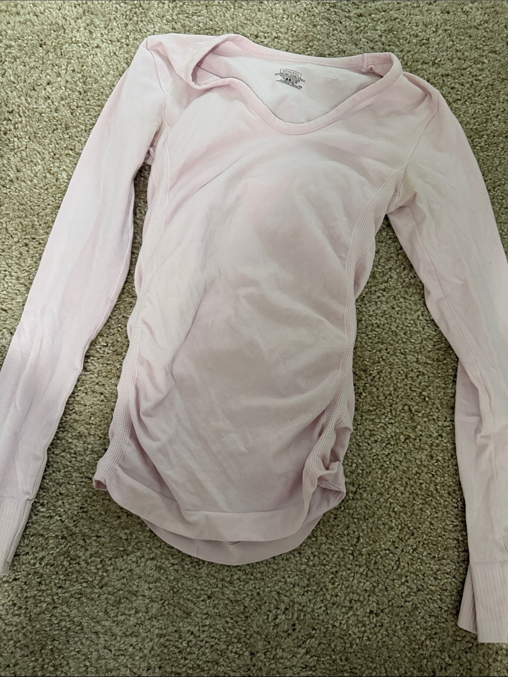 Athleta Light Pink Long Sleeve with rouched sides